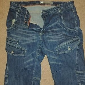 REI blue denim men's shorts